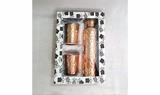 Copper Water Bottle With Glass CPBT-006