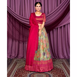 digital print self-jacquard lehenga set