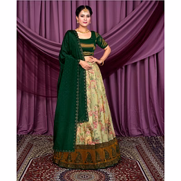 digital floral self-jacquard lehenga set