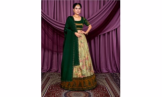 Digital Floral Self-Jacquard Lehenga Set