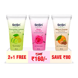 sri sri tattva hydrating combo: cucumber & rose facewash with walnut orange face scrub free* (60ml each)