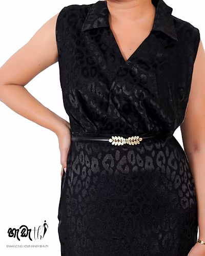 Hadathi Black Leopard Print Satin Shift Dress - Black-Medium (10)-2