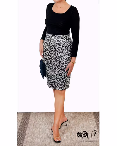 Hadathi Sequined leopard print skirt-Large (12)-1