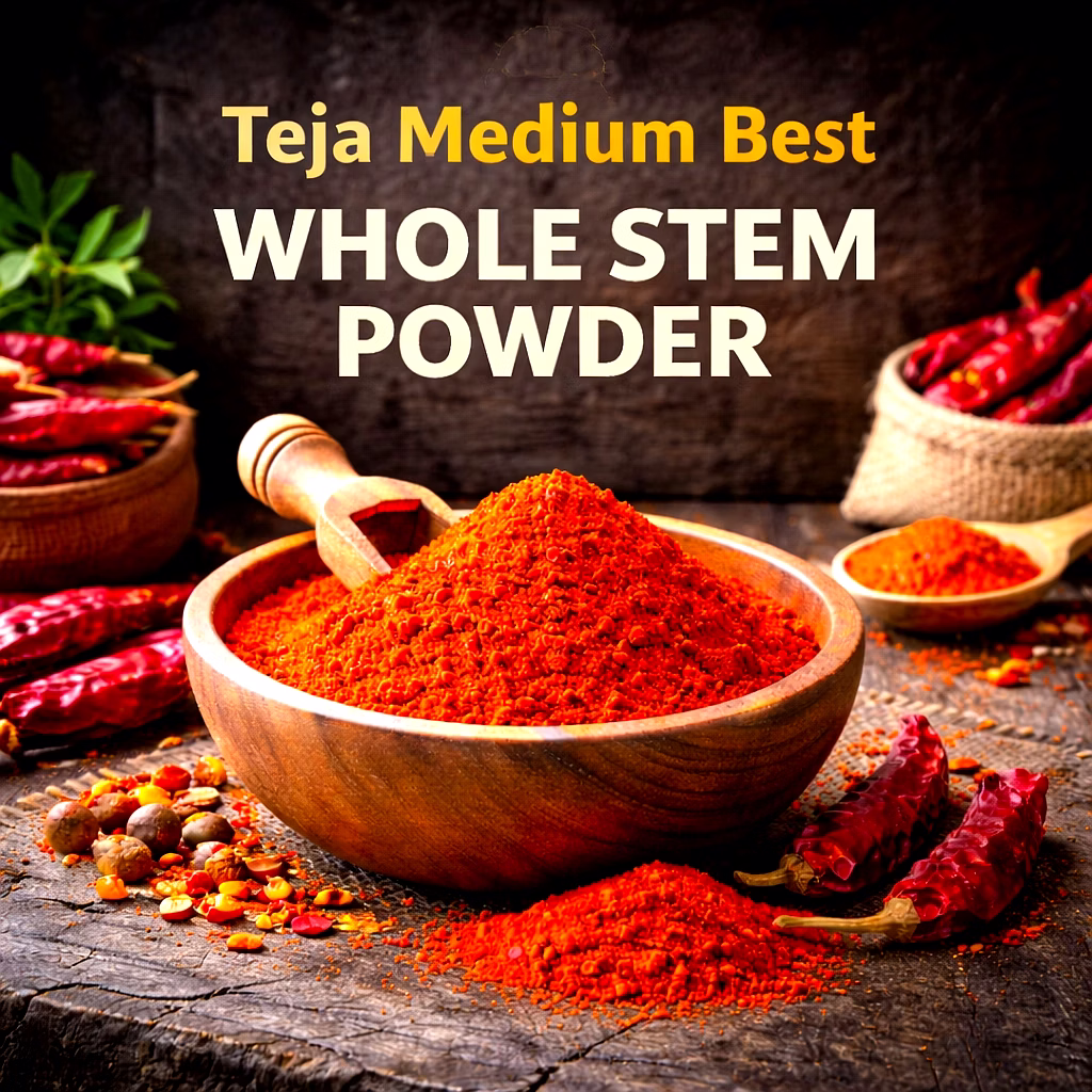 Teja Medium Best – Whole Stem Red Chilli Powder | Wholesale Red Chilli Powder for Spice Importers image 1