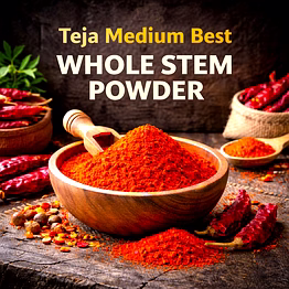 teja medium best – whole stem red chilli powder | wholesale red chilli powder for spice importers