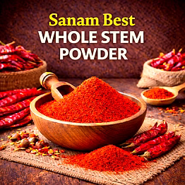 sanam best – whole stem red chilli powder | adizo exports bulk supply for wholesalers, distributors & importers
