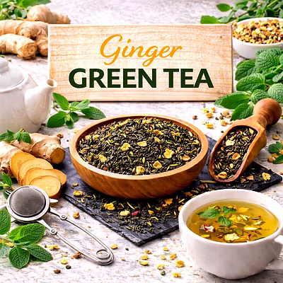 ginger green tea blend | adizo exports bulk supply for wholesalers, distributors & importers