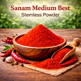 sanam medium best – stemless red chilli powder | adizo exports bulk supply for wholesalers, distributors & importers