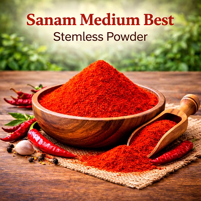 sanam medium best – stemless red chilli powder | adizo exports bulk supply for wholesalers, distributors & importers