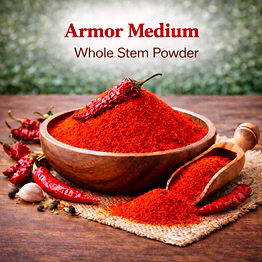 armor medium – whole stem red chilli powder | adizo exports bulk supply for wholesalers, distributors & importers