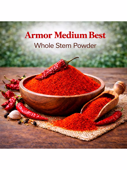 Armor Medium Best – Whole Stem Red Chilli Powder | Wholesale Red Chilli Powder for Spice Importers