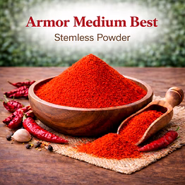 armor medium best – stemless red chilli powder | adizo exports bulk supply for wholesalers, distributors & importers