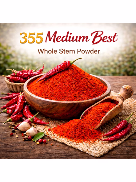 355 Medium Best – Whole Stem Red Chilli Powder | Wholesale Red Chilli Powder for Spice Importers-Az1162