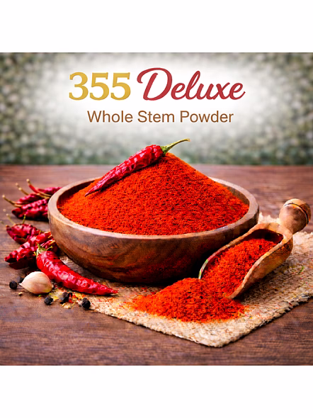 355 Deluxe – Whole Stem Red Chilli Powder | Wholesale Red Chilli Powder for Spice Importers