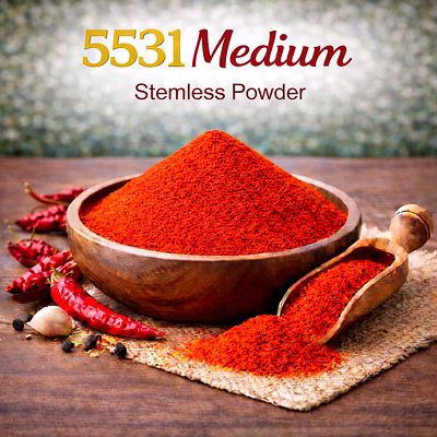 5531 medium – stemless red chilli powder | adizo exports bulk supply for wholesalers, distributors & importers