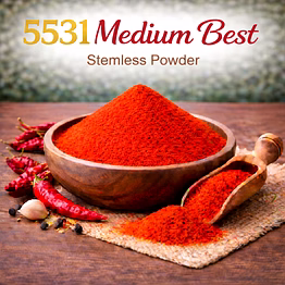 5531 medium best – stemless red chilli powder | adizo exports bulk supply for wholesalers, distributors & importers