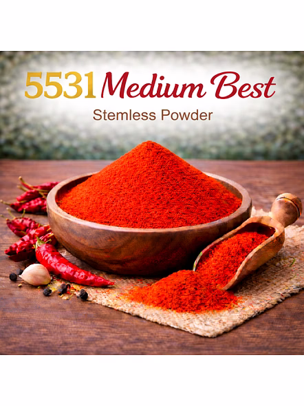 5531 Medium Best – Stemless Red Chilli Powder | Wholesale Red Chilli Powder for Spice Importers