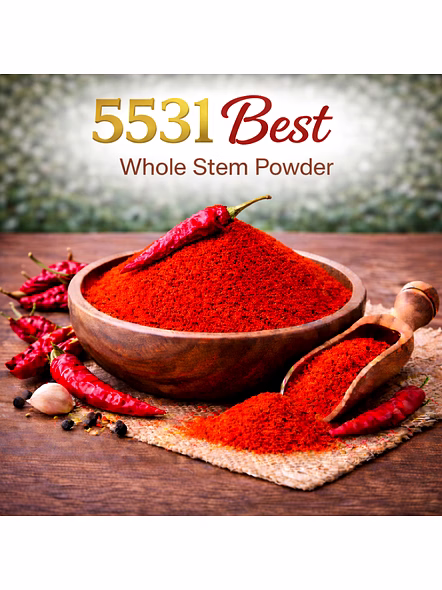 5531 Best – Whole Stem Red Chilli Powder | Wholesale Red Chilli Powder for Spice Importers