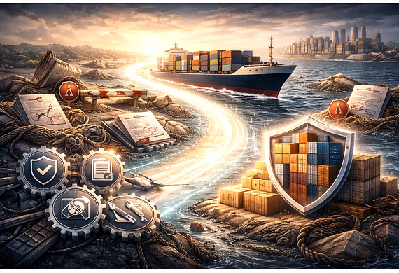 export documents, customs checklist, and global shipping logistics representing international trade 