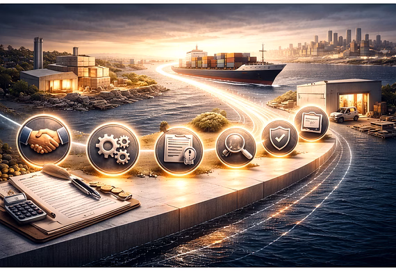 export process steps, export documents, customs checklist, and global shipping logistics for interna