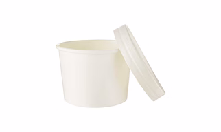 White Paper Curry Container (Food Container) with Paper Lid