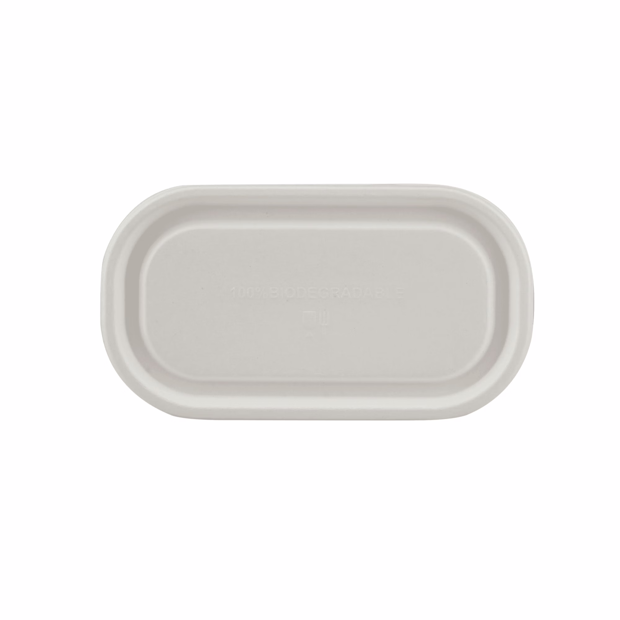 Biodegradable Hinged 16 Oz (500 Ml) Oval Container Lid Only - Natural Disposable image 2