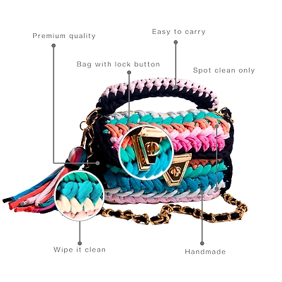 Karmakriti Multicolour Crochet Cotton Sling Bag