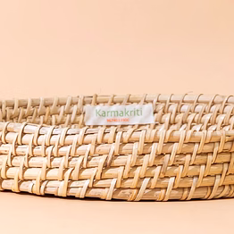 karmakriti bamboo serving tray with handles | round rattan tray