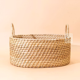 karmakriti oval bamboo basket with handles | large rattan basket