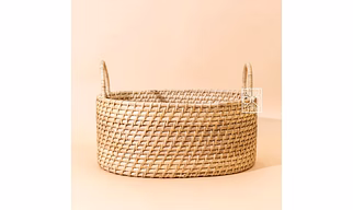 Large Bamboo basket with Lid | Rattan Basket with Handles
