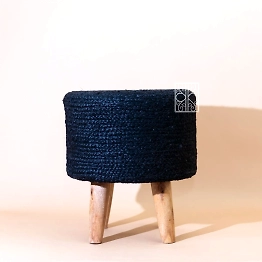 Jute pouffe | Jute stool | Ottoman Chair | Dark Blue