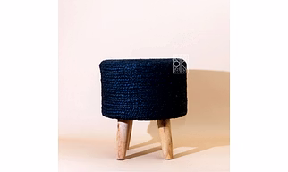 Jute pouffe | Jute stool | Ottoman Chair | Dark Blue