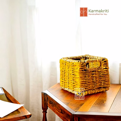 cube seagrass basket | wicker jewellery organizer