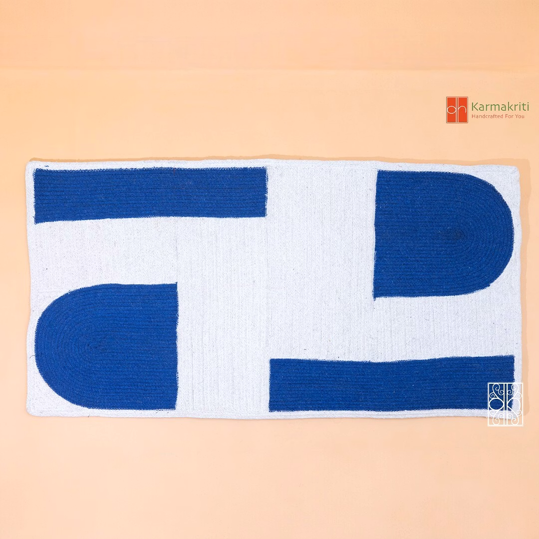 Cotton Floor Carpet | floor rugs | Blue and White image 2