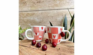 Cute Red Heart Cups with Tray