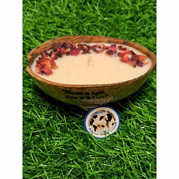 coconut shell rose candle