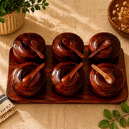 drivetech wooden classic snack bowls (set of 6)