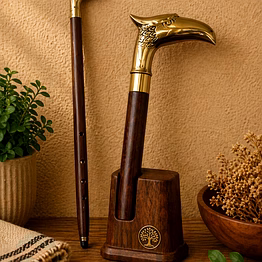 drivetech wooden walking stick with brass eagle handle
