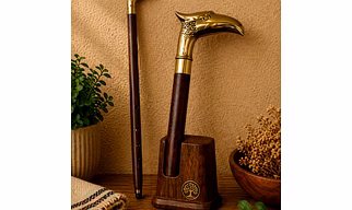 Wooden Walking Stick With Brass Eagle Handle