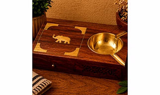 Wooden Ashtray with Lid