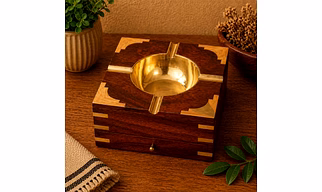 Wooden Ashtray With Cigarette Holder