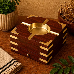 drivetech wooden ashtray with cigarette storage case