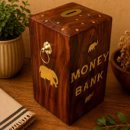 drivetech wooden money bank size: 8x5 inches