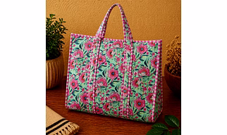 Quilted Tote Bag with Zip