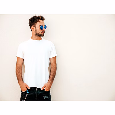 bio-washed round neck cotton tshirt