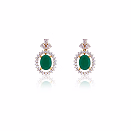 shimmering sterling 925 pure silver earrings with green emerald stone