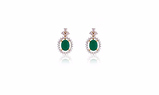 925 Pure SIlver Earrings with Green Emerald Stone