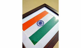 Framed Indian flag (embroidery)