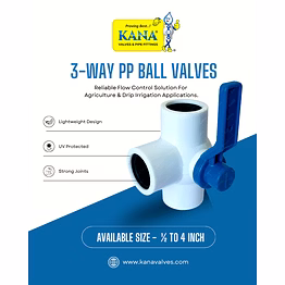 pvc 3- way ball valve white & gray - 3/4 inch (3/4" or 25mm)