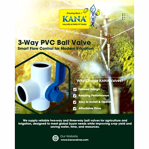 3 Way PVC Ball Valve White & Gray - 1-1/2 inch (1-1/2" or 50mm)